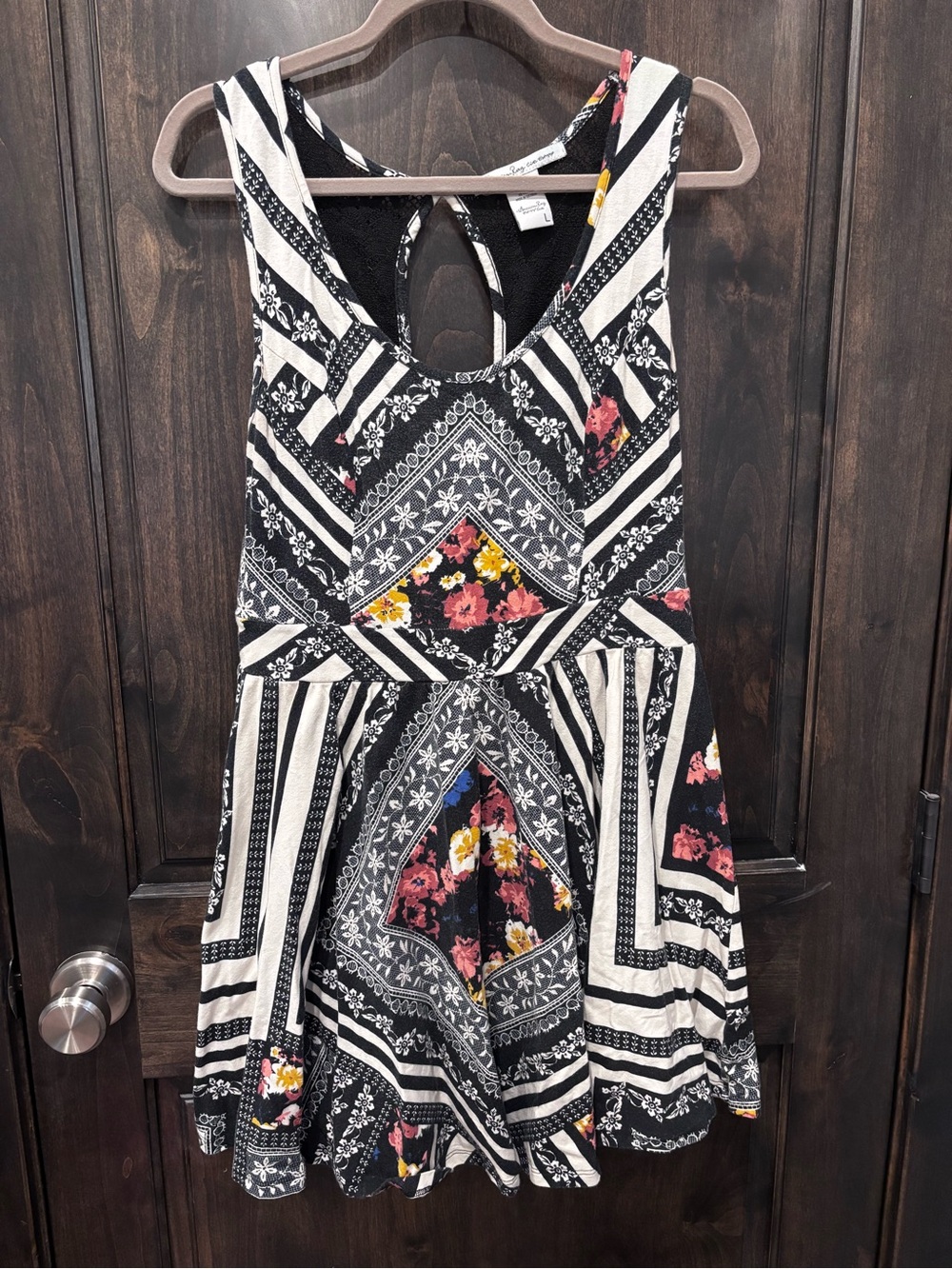 American Rag Printed Mini Dress Black & White Large Like New